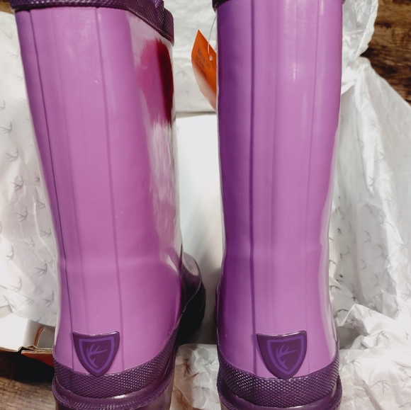 Deer Stags Purple Puddle Jumper Rubber Boots Kids Size 10 New w/Tags/Box - Picture 4 of 16